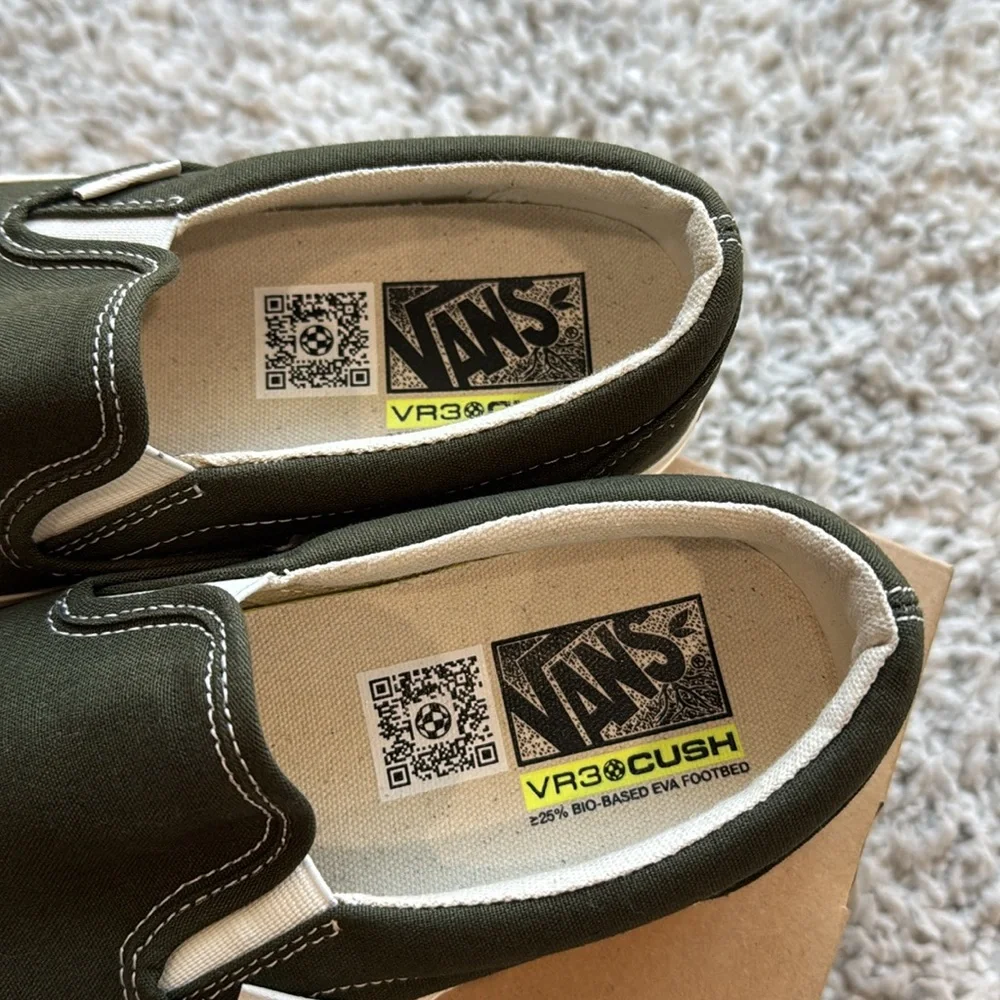 Vans Men's Olive Slip-On Loafers - Picture 3 of 4